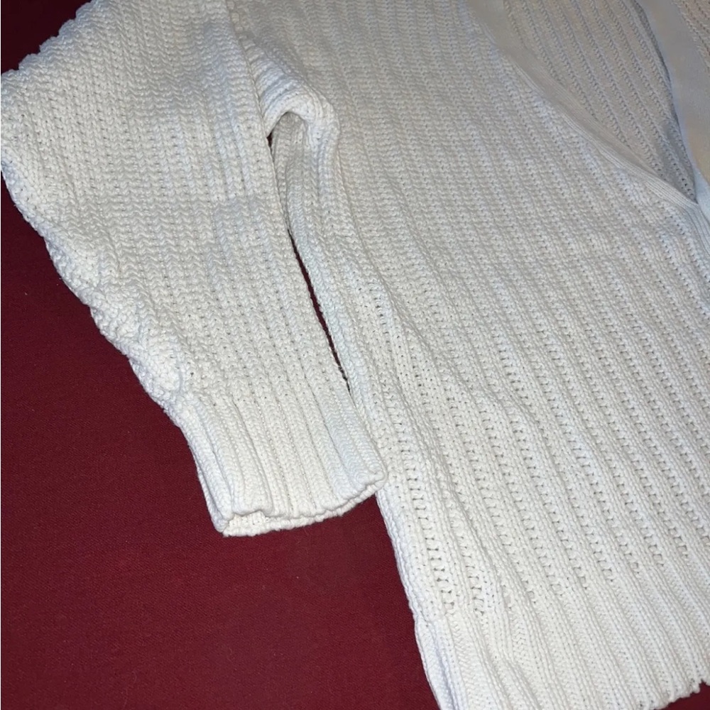 VINTAGE 100% Authentic GAP Men’s Chunky White Knit 100% Cotton Cardigan fitted - Picture 10 of 12